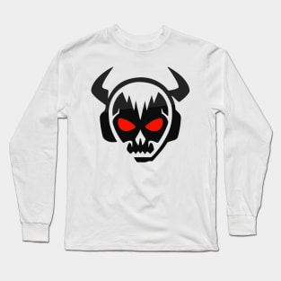 Horned skull with headphones and red eyes Long Sleeve T-Shirt